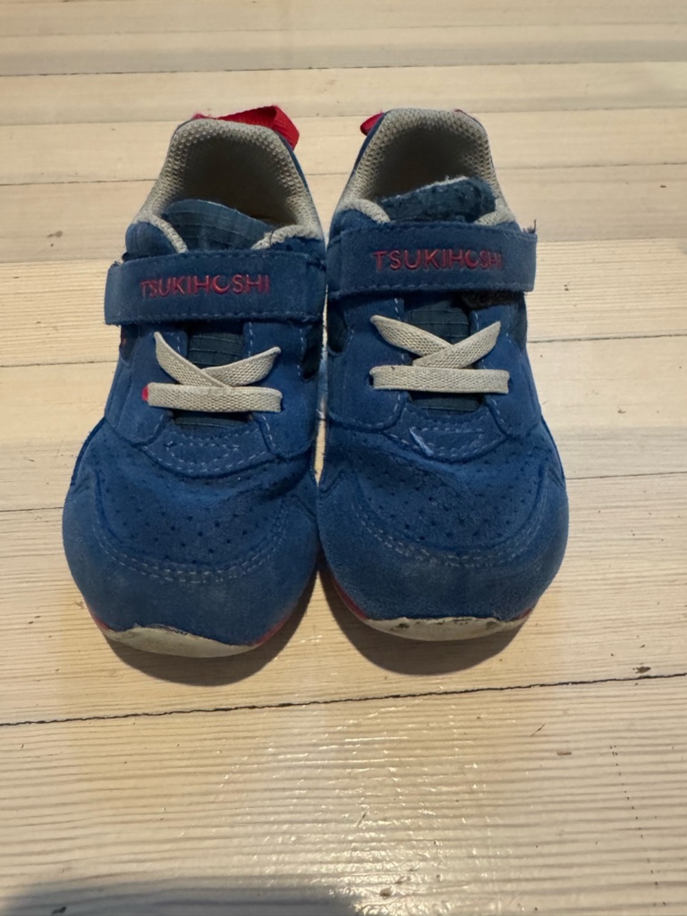 Tsukihoshi Kids Blue Velcro Sneakers with White Accents